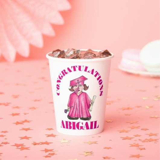 Herzlichen Glückwunsch Abschluss Pink Graduate Cap Pappbecher (Insitu)