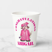 Herzlichen Glückwunsch Abschluss Pink Graduate Cap Pappbecher (Vorderseite)