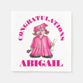 Herzlichen Glückwunsch Abschluss Pink Graduate Cap Serviette