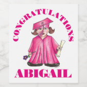 Herzlichen Glückwunsch Abschluss Pink Graduate Cap Weinetikett (Einzelnes Label)