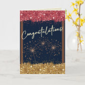 Herzlichen Glückwunsch Abschluss Red & Gold Sparko Karte (Gelbe Blume)