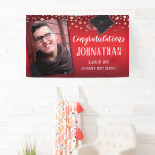 Herzlichen Glückwunsch Abschluss Red mit Confetti  Banner (Insitu)