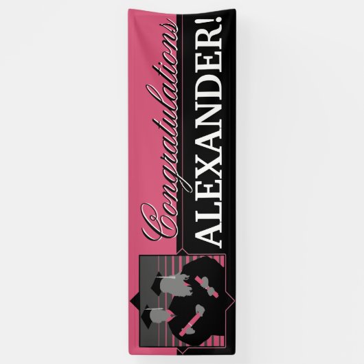 Herzlichen Glückwunsch Abschluss rosa Banner (Vertikal)