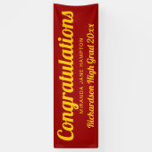 Herzlichen Glückwunsch Abschluss Rot und Gold Bann Banner (Vertikal)