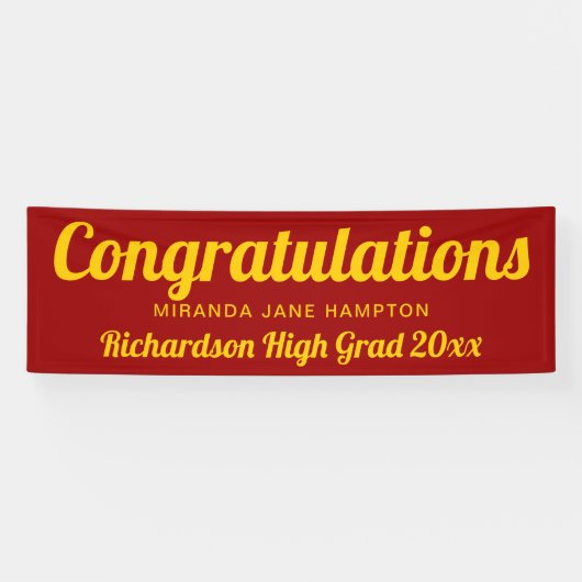 Herzlichen Glückwunsch Abschluss Rot und Gold Bann Banner (Horizontal)