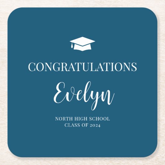 Herzlichen Glückwunsch Abschluss School Colors Rechteckiger Pappuntersetzer (Vorderseite)