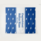 Herzlichen Glückwunsch Abschluss von Blue und Whit Wandteppich (Vorderseite (Horizontal))