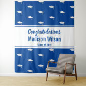 Herzlichen Glückwunsch Abschluss von Blue und Whit Wandteppich (Beispiel)