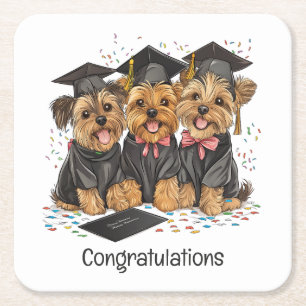 Herzlichen Glückwunsch Abschluss Yorkshire Terrier Rechteckiger Pappuntersetzer
