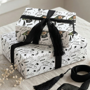 Herzlichen Glückwunsch Abschlussmütze Foto Persona Geschenkpapier Set