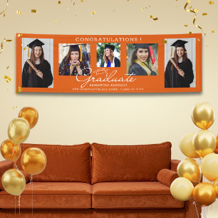 Herzlichen Glückwunsch Absolvent 2026 Orange 5 Fot Banner