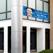 Herzlichen Glückwunsch Absolvent Blaues Linienmust Banner (Äußeres Gebäude)