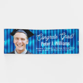 Herzlichen Glückwunsch Absolvent Blaues Linienmust Banner (Horizontal)