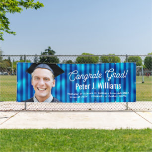Herzlichen Glückwunsch Absolvent Blaues Linienmust Banner