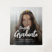 Herzlichen Glückwunsch Absolvent Brush Script Foto Wandteppich (Vorderseite)