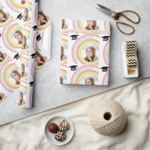 Herzlichen Glückwunsch Absolvent Geometrische Foto Geschenkpapier