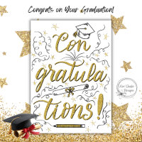 Herzlichen Glückwunsch Absolvent Gold Glitter Schr