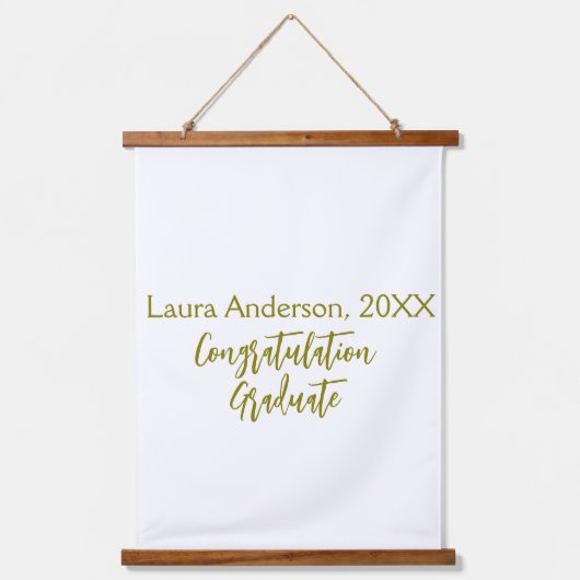 Herzlichen Glückwunsch Absolvent goldener Name Kla Wandteppich Mit Holzrahmen (Vorderseite)