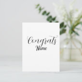 Herzlichen Glückwunsch Absolvent Name einfache min Postkarte (Stehend Vorderseite)