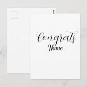 Herzlichen Glückwunsch Absolvent Name einfache min Postkarte (Vorne/Hinten)