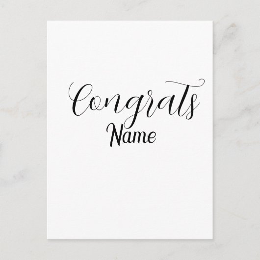 Herzlichen Glückwunsch Absolvent Name einfache min Postkarte (Vorderseite)