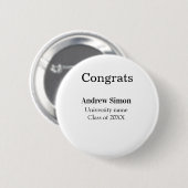 Herzlichen Glückwunsch Absolvent name universitäts Button (Vorne & Hinten)