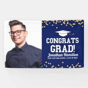 Herzlichen Glückwunsch Absolvent Navy Blau Absolve Banner