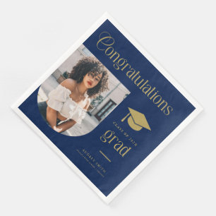 Herzlichen Glückwunsch Absolvent Navy Blau Gold Fo Serviette