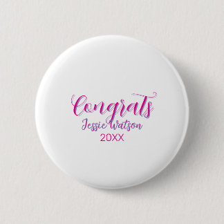 Herzlichen Glückwunsch Absolvent rosa lila Name Ja Button