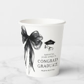 Herzlichen Glückwunsch Absolvent schwarze Schleife Pappbecher (Rückseite)