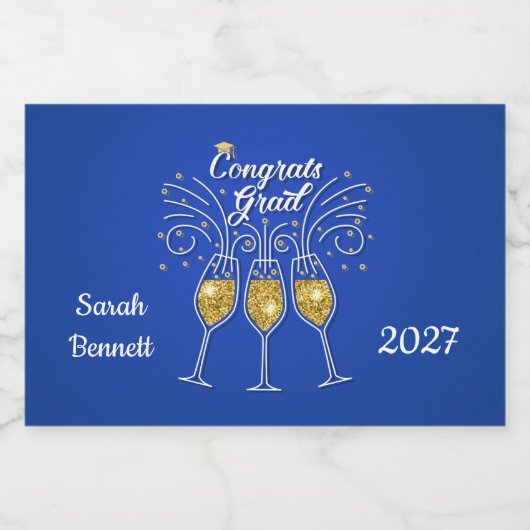 Herzlichen Glückwunsch Absolventen Sparkling Weing Schaumweinetikett (Einzelnes Label)