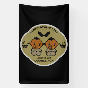 Herzlichen Glückwunsch Afro American Elterns Twins Banner