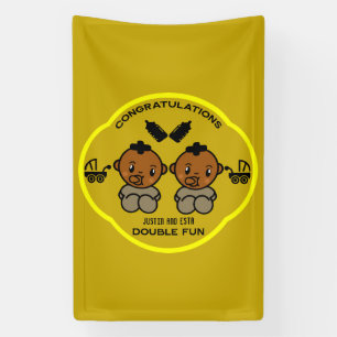 Herzlichen Glückwunsch Afro American Elterns Twins Banner
