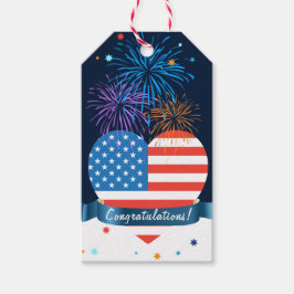 Herzlichen Glückwunsch! Amerikanische Flagge 4. Ju Geschenkanhänger