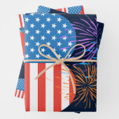 Herzlichen Glückwunsch! Amerikanische Flagge 4. Ju Geschenkpapier Set (Beispiel)