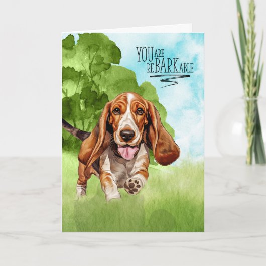 Herzlichen Glückwunsch an BARKable Basset Hound Do Karte (Vorderseite)