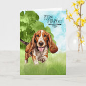 Herzlichen Glückwunsch an BARKable Basset Hound Do Karte (Gelbe Blume)