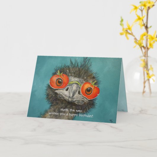 Herzlichen Glückwunsch an den Emu! Karte (Gelbe Blume)