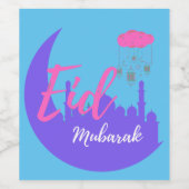 Herzlichen Glückwunsch an Eid Mubarak Balloon Weinetikett (Einzelnes Label)