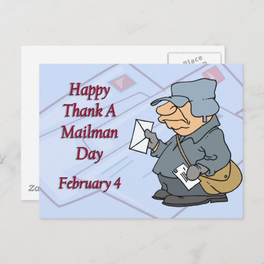 Herzlichen Glückwunsch an einen Mailman Day 4. Feb Postkarte (Vorne/Hinten)