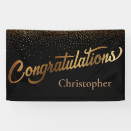 Herzlichen Glückwunsch an Gold Confetti auf Black Banner