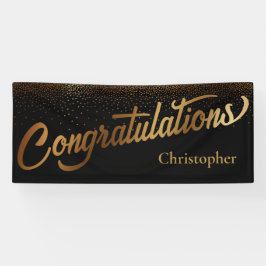 Herzlichen Glückwunsch an Gold Confetti auf Black Banner