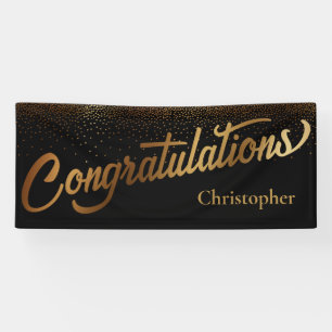 Herzlichen Glückwunsch an Gold Confetti auf Black Banner