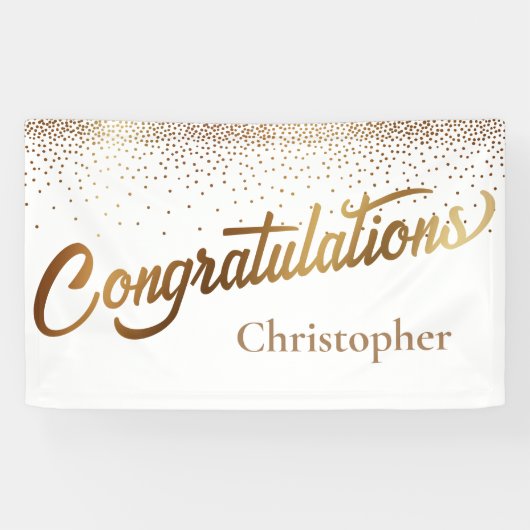 Herzlichen Glückwunsch an Gold Confetti zu White Banner (Horizontal)