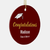 Herzlichen Glückwunsch an Graduate Name on Dark Re Keramik Ornament (Rechts)