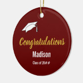 Herzlichen Glückwunsch an Graduate Name on Dark Re Keramik Ornament (Links)