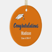 Herzlichen Glückwunsch an Graduate on Orange and B Keramik Ornament (Rechts)