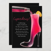 Herzlichen Glückwunsch an Stiletto und Cocktails Einladung (Vorne/Hinten)