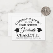 Herzlichen Glückwunsch an unseren Graduierten Schw Mitteilungskarte (Vorderseite/Rückseite Beispiel)