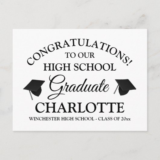Herzlichen Glückwunsch an unseren Graduierten Schw Postkarte (Vorderseite)